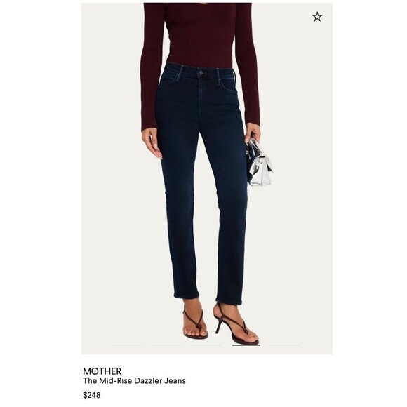 MOTHER Denim - Mother the Mid Rise Dazzler Women's Ankle Jeans Size 31, Blue Dark Wash Denim